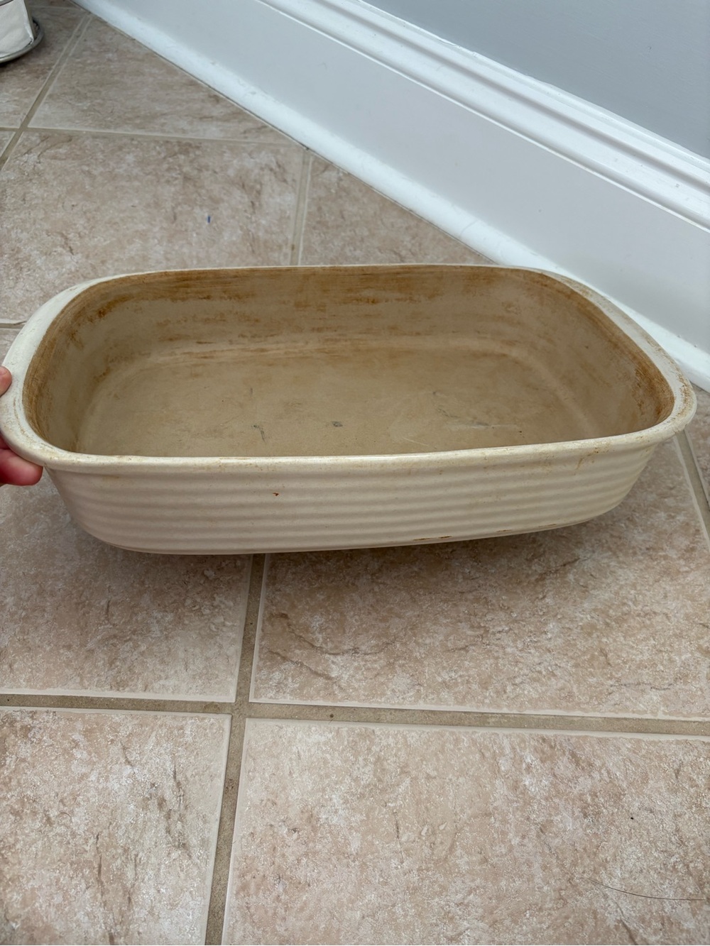 Pampered Chef-Family Heritage-15x10-Stoneware Baker: Vanilla Glaze-061002